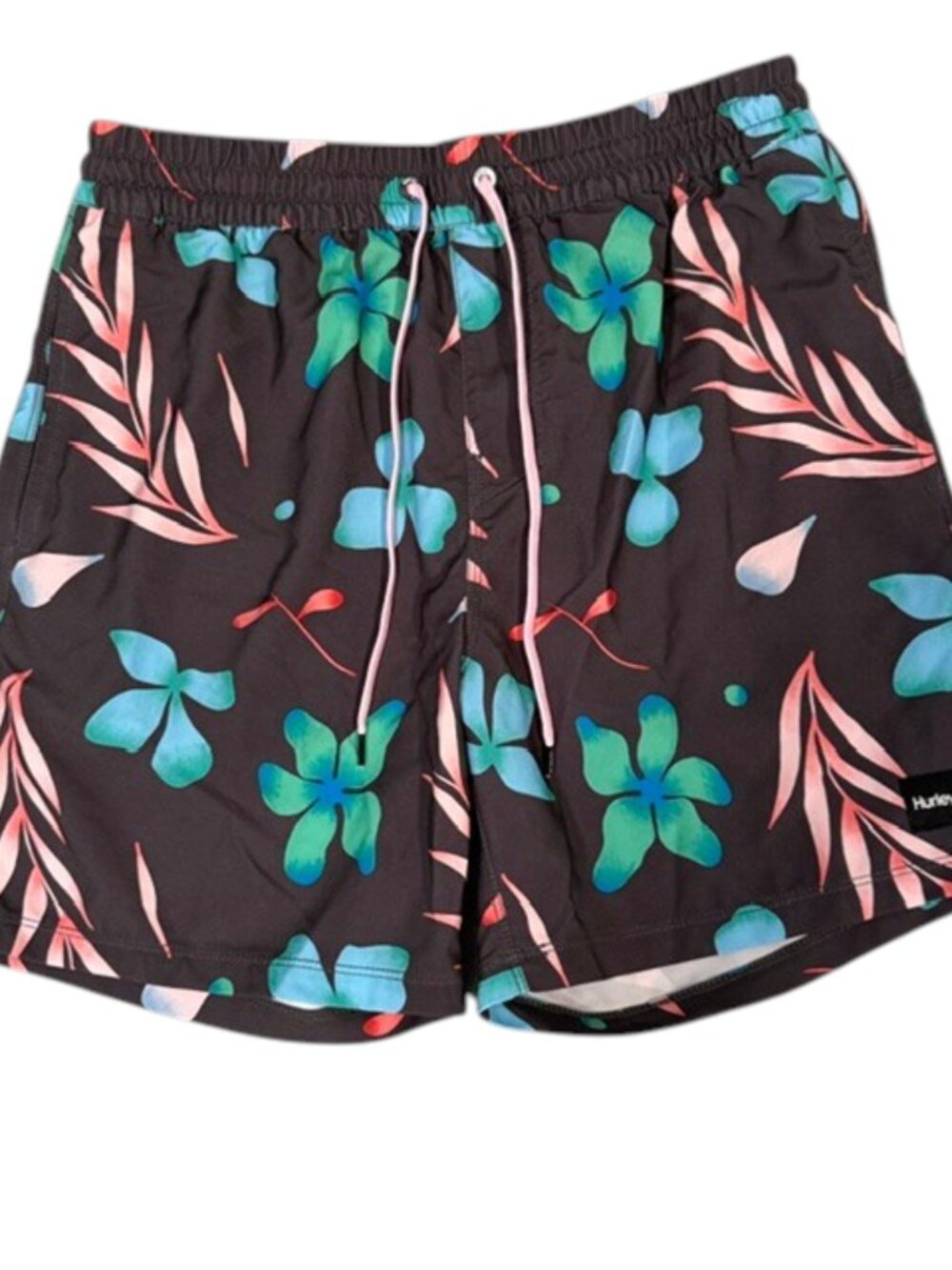 Hurley Men's Tropical Floral Volley Swim Shorts Gray Size M